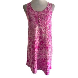 Lilly Pulitzer Pink & White Tropical Floral Patterned Women’s XS Casual Dress